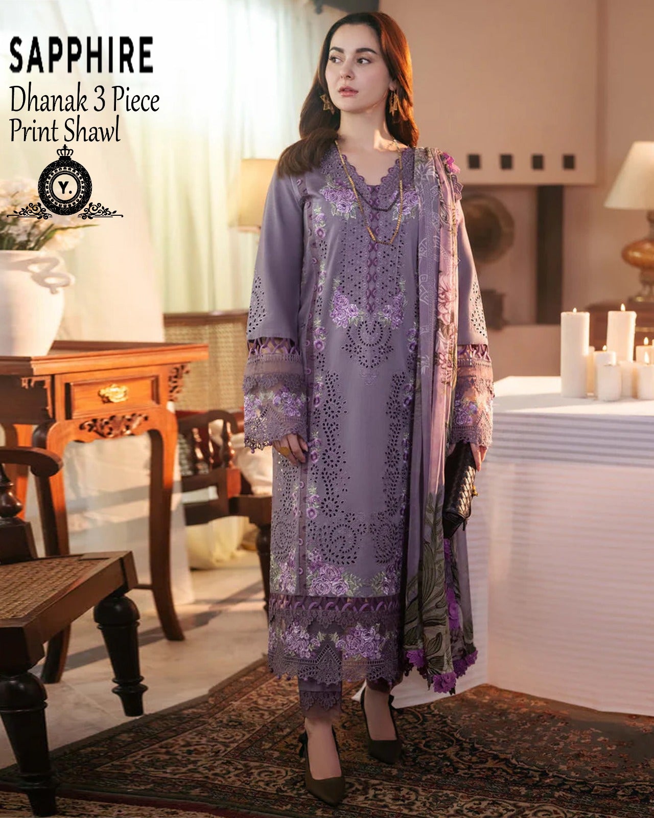 Sapphire Dhanak 3PC Heavy Embroidered Winter Suit 2025–26