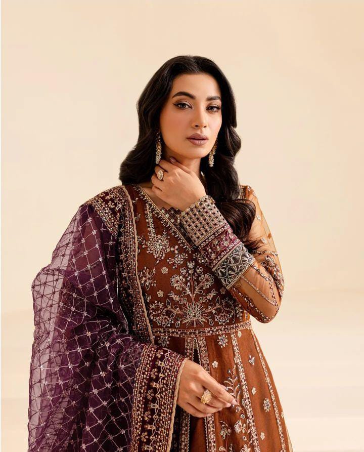 Luxury Net Frock with Shamose Silk Trouser