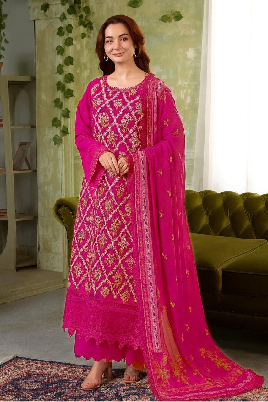 Maria B Heavy Embroidered Dhanak Winter Suit