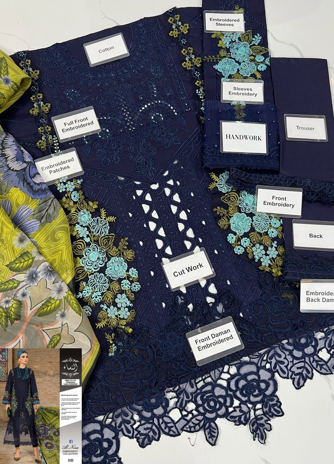 Chikankari Lawn Collection – Design Code D2313-B