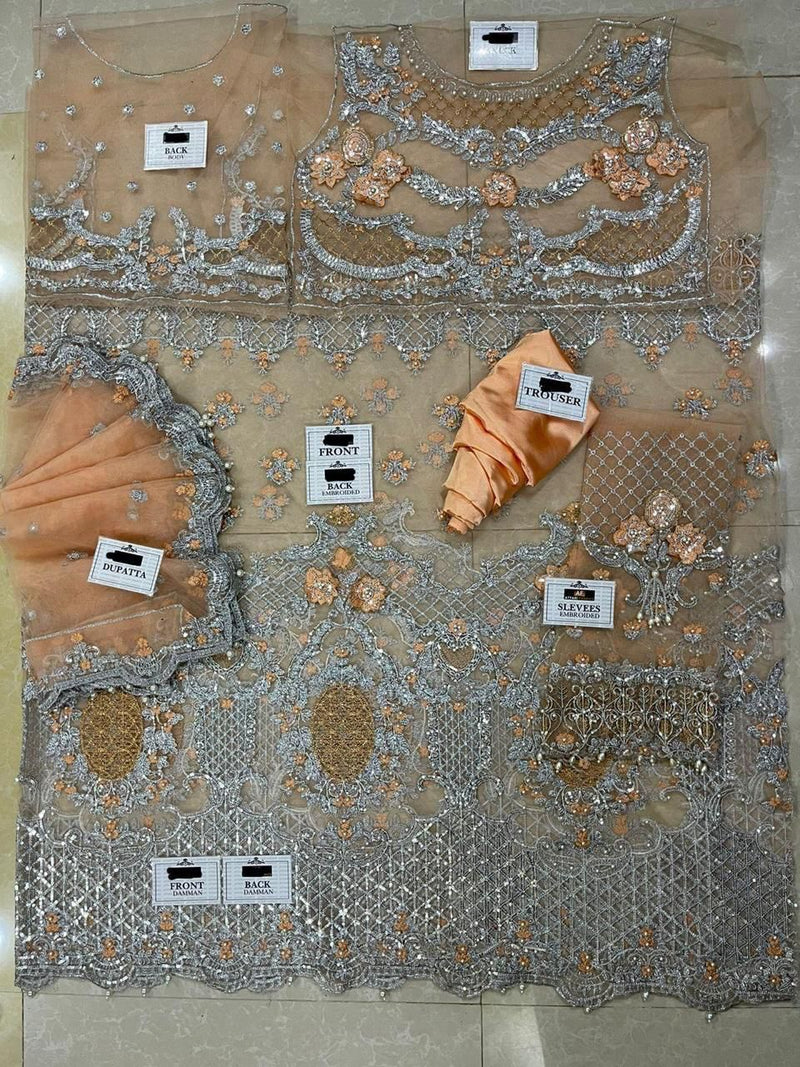 Maria B - Peach Zardozi Bridal Lehenga