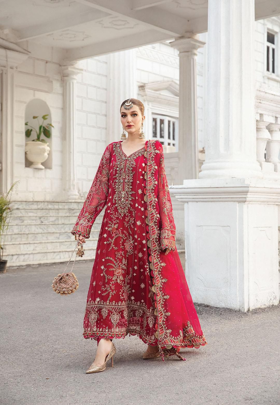 Maria B Chiffon Embroidered Suit