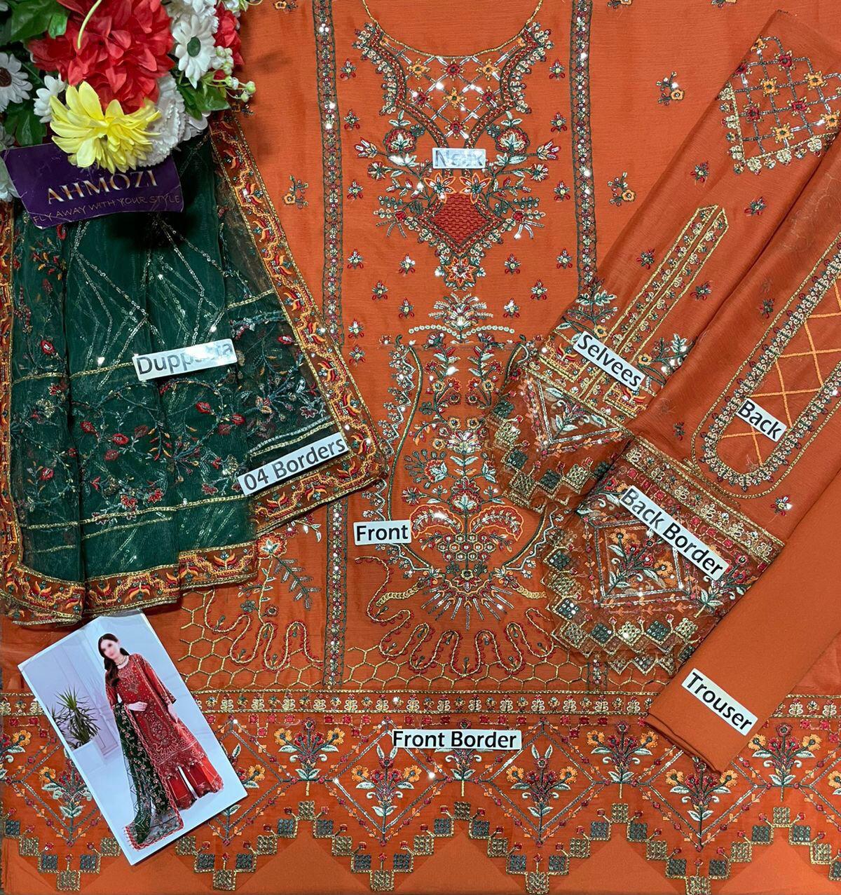 Alizeh Embroidered Chiffon Collection – Unstitched 3PC Luxury Suit