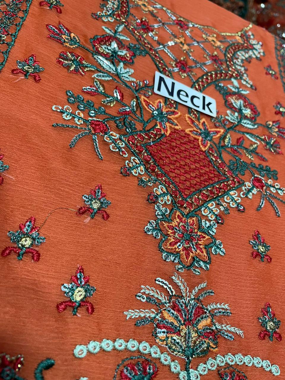 Alizeh Embroidered Chiffon Collection – Unstitched 3PC Luxury Suit