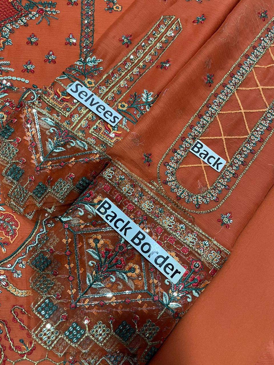 Alizeh Embroidered Chiffon Collection – Unstitched 3PC Luxury Suit