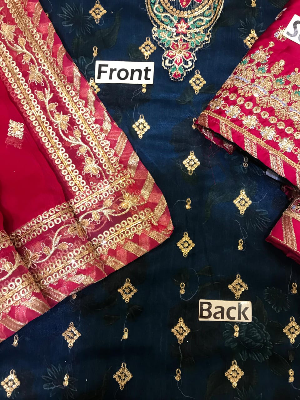 Ahmozi Baroque Midnight – Unstitched 3PC Luxury Embroidered Chiffon Suit