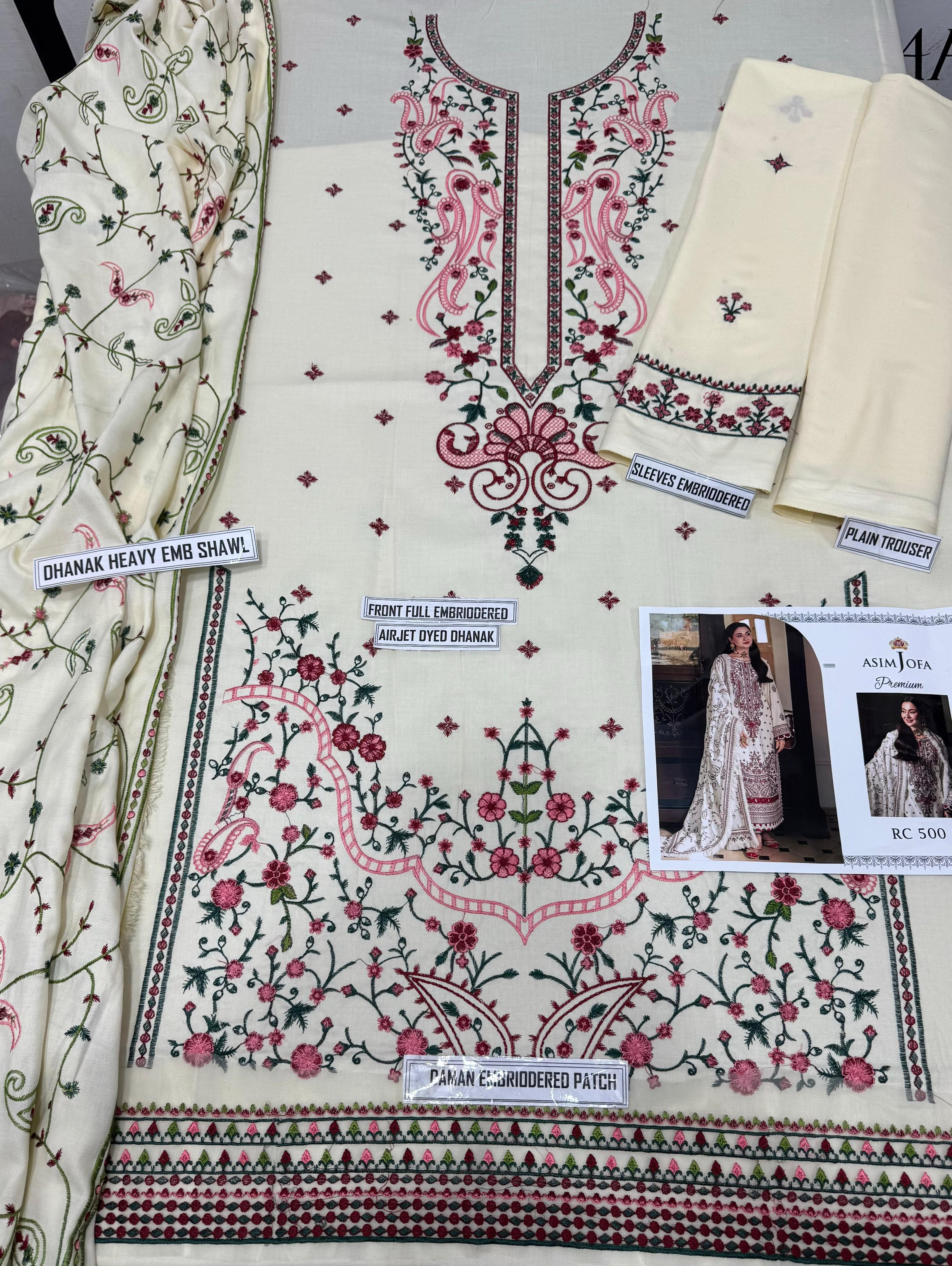 Asim Jofa – Pure Dhanak Heavy Embroidered Winter Suit