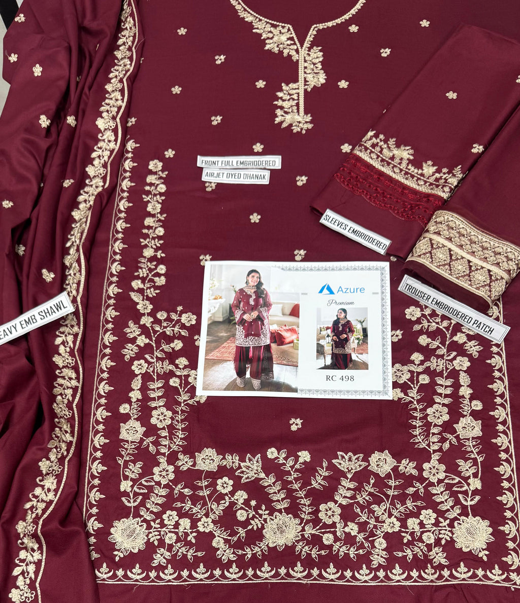 Azure – Pure Dhanak Heavy Embroidered Winter Suit