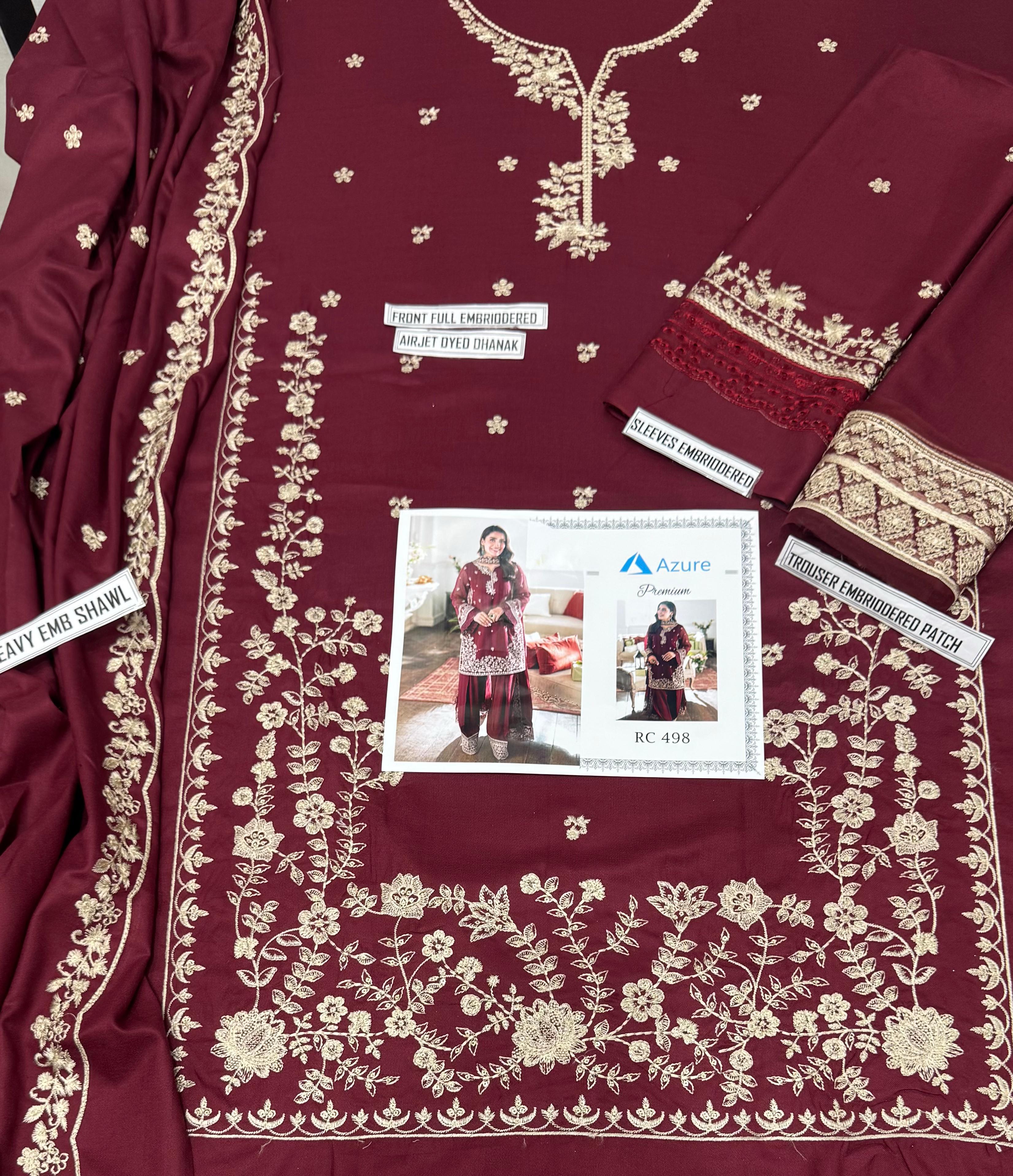 Azure – Pure Dhanak Heavy Embroidered Winter Suit