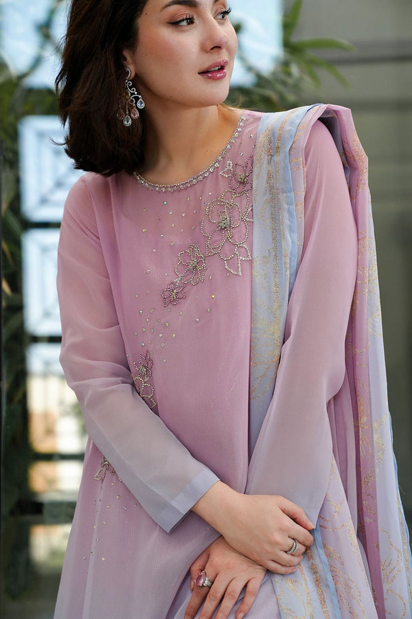 Lulusar Chiffon Suit – Unstitched Replica with Raw Silk Trouser & Inner