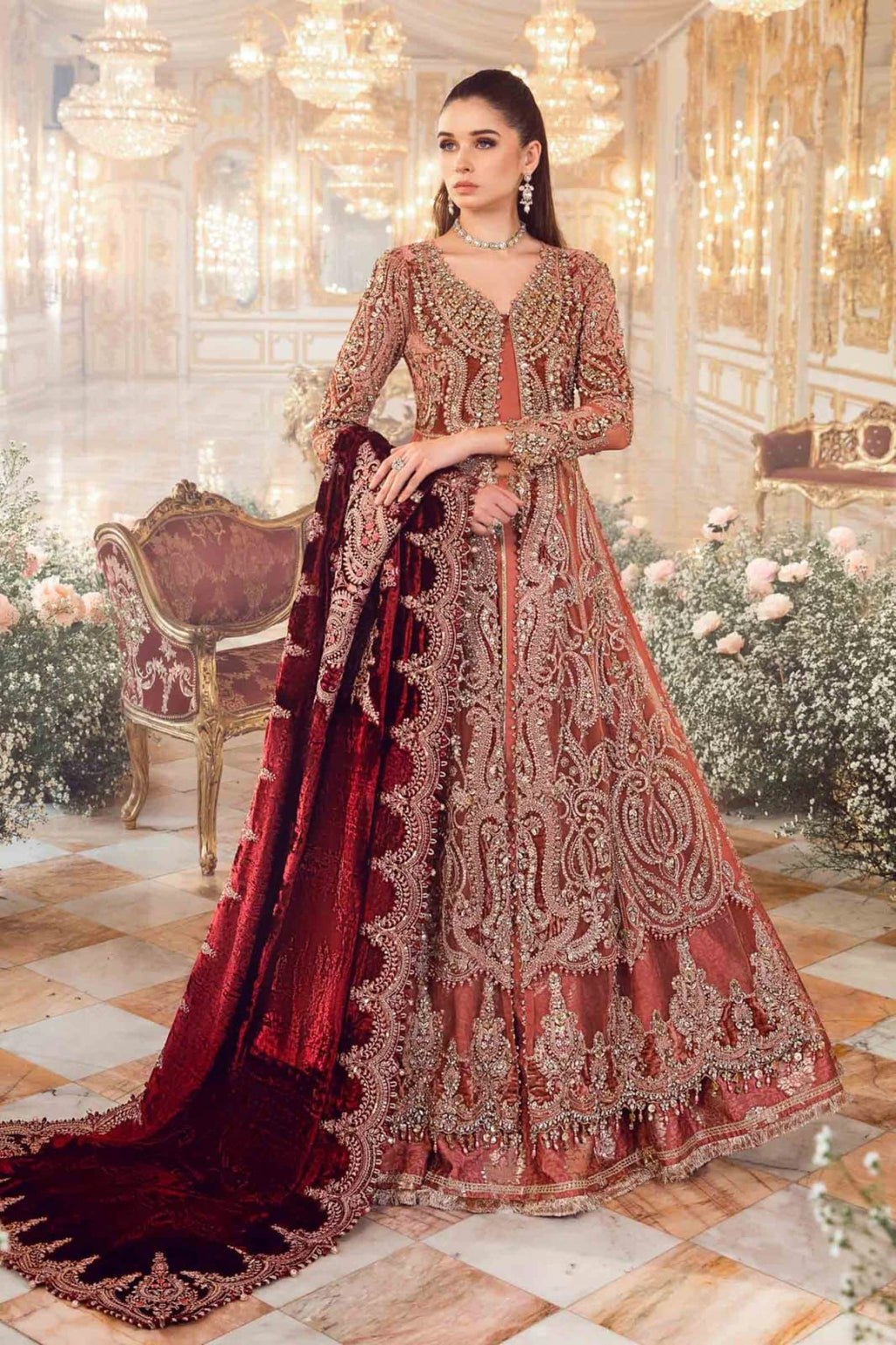 Maria B Net & Silk – Heavy Embroidered 3-Piece Designer Suit