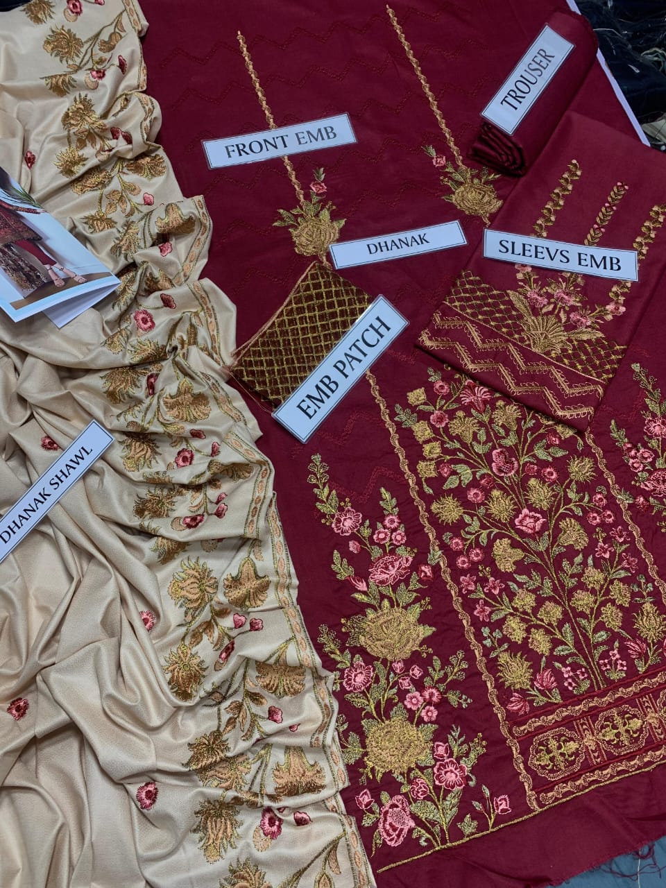 Baroque Dhanak Embroidered 3pc – Code 7039