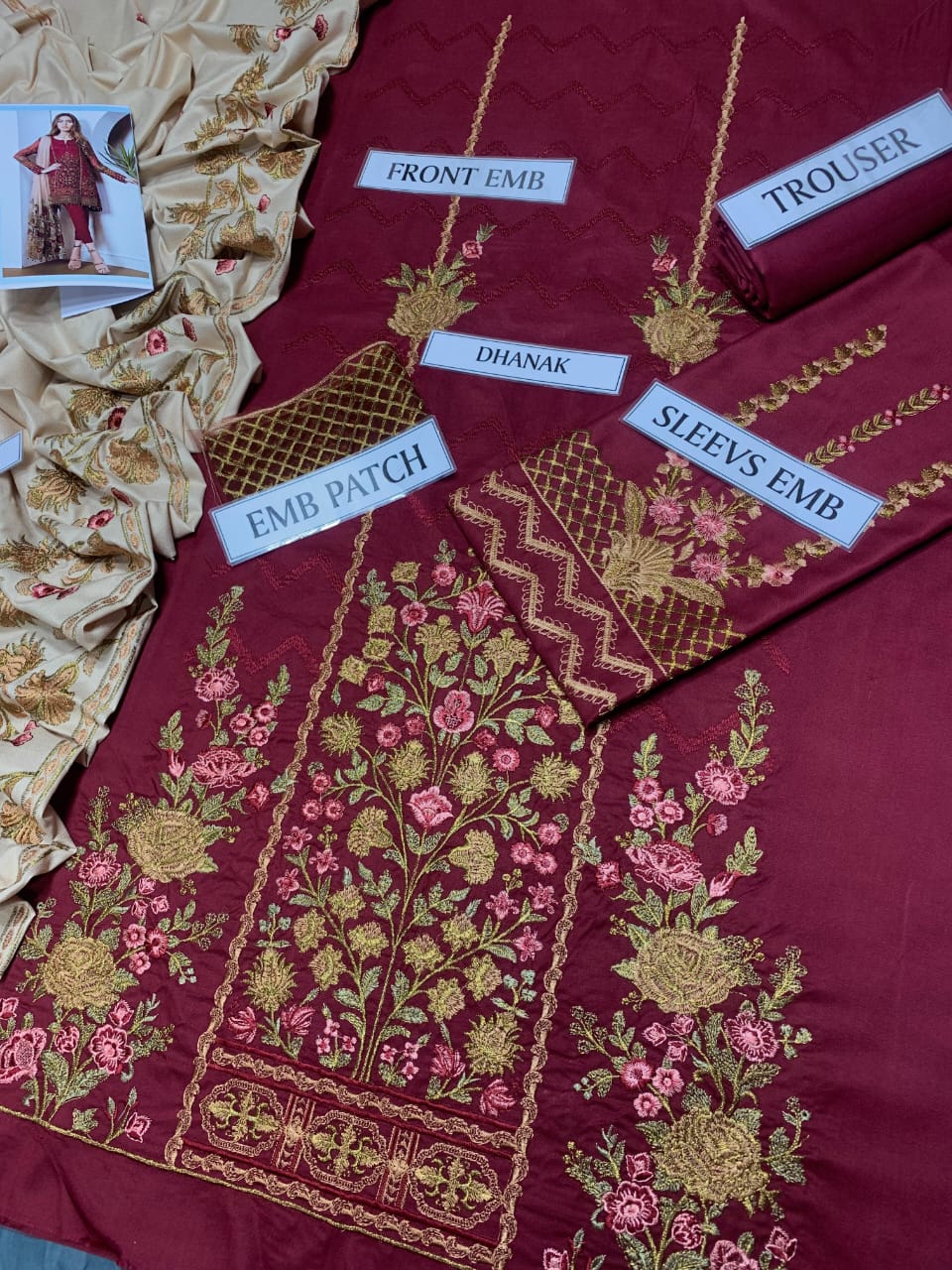 Baroque Dhanak Embroidered 3pc – Code 7039