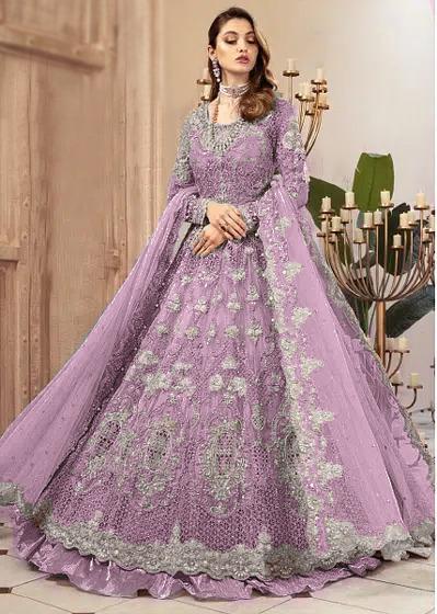 Luxury Heavy Embroidered Net Frock with Silk Trouser & Sequence Dupatta – 3PC