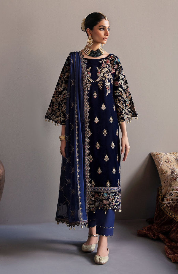 Emaan Adeel | Velvet Embroidered 3PC with Chiffon Dupatta