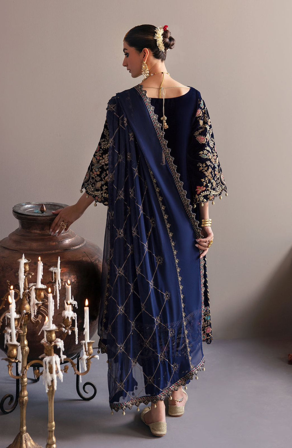 Emaan Adeel | Velvet Embroidered 3PC with Chiffon Dupatta
