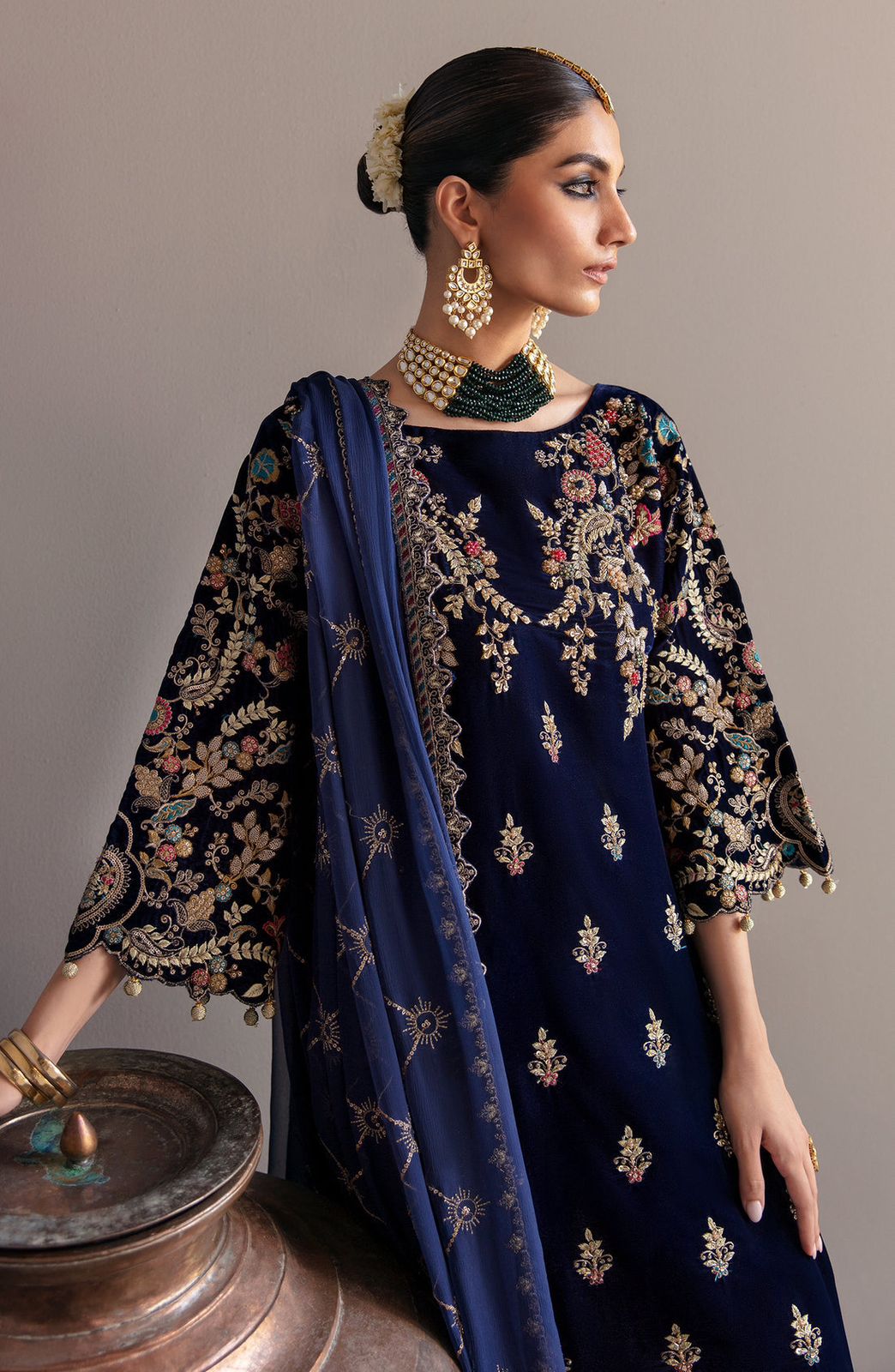 Emaan Adeel | Velvet Embroidered 3PC with Chiffon Dupatta
