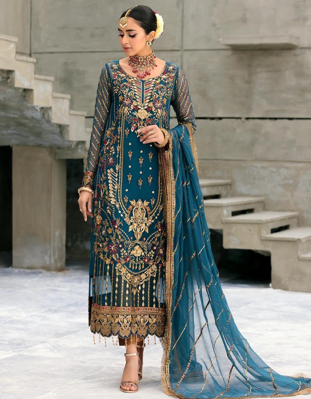 Emaan Adeel | Fancy Chiffon Suit with Jamawar Trouser