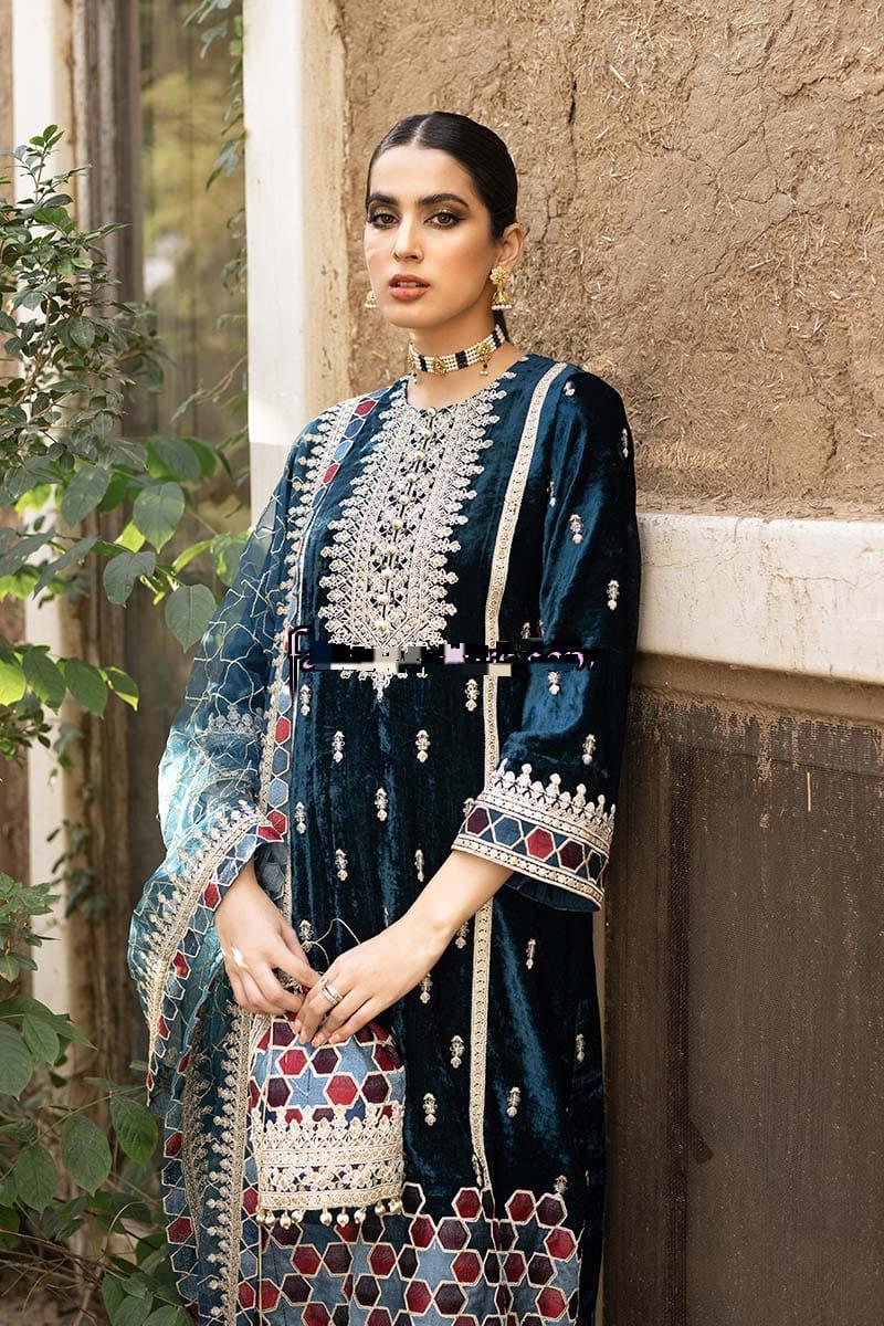 CROSS STITCH | Premium Velvet (Micro 9000) with Organza Dupatta