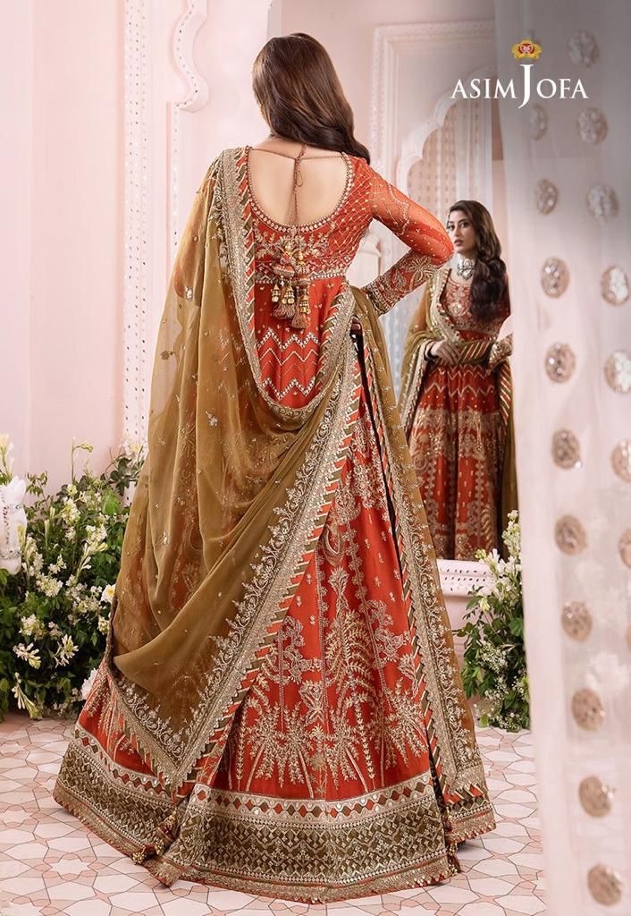 Asim Jofa MD 1438 | Luxury Chiffon Frock with Embroidered Dupatta