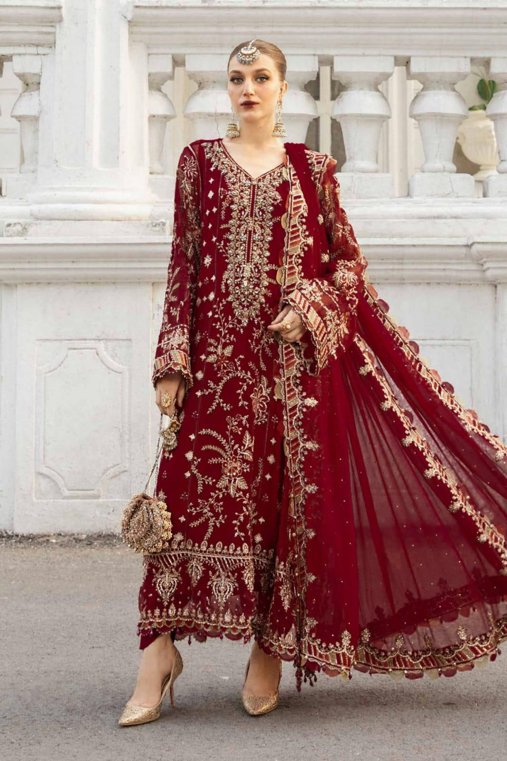Maria B Chiffon Embroidered Suit